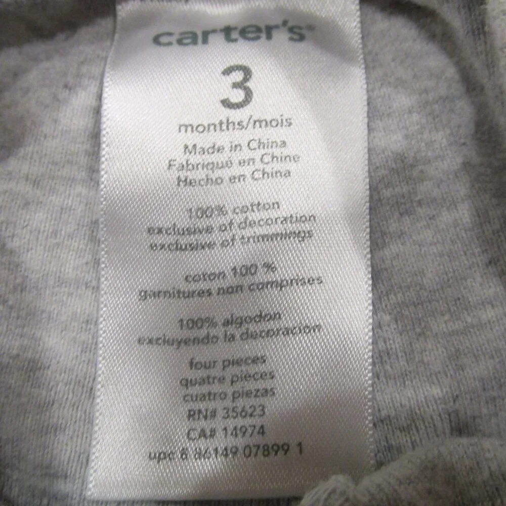 Carters Pull On Footed‎ Sweatpants Infant Boys 3M Gray Elastic Jogger Bottoms